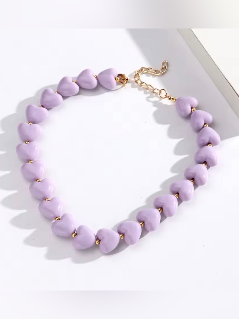 Lavender Heart Bead Necklace - Women Jewelry